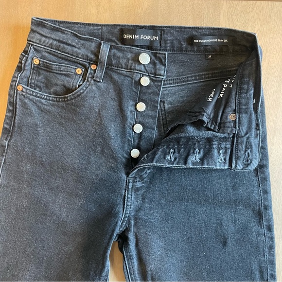 Denim Forum The Yoko High Rise Slim Black Button Fly Jeans - Picture 7 of 14
